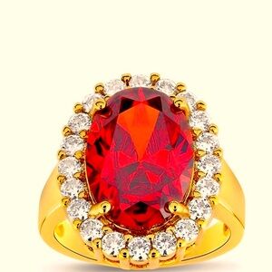 Red hot gold Holiday Round Ring New Size 7